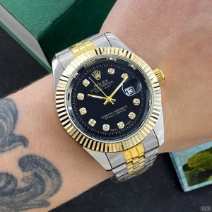 Женские часы Rolex Date Just Silver-Gold-Black