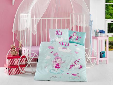 Постельное белье CLASY ранфорс 100x150 см LITTLE PRINCESS V1 MINT