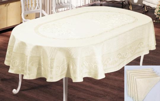 Скатерть Set Sagol тефлон 160x260+8 psc ovale Sgl-003 Cream