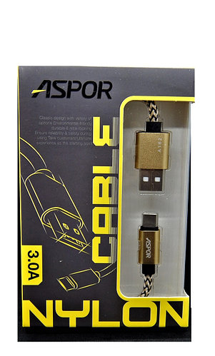 USB кабель Aspor - A162 Type-C 3A/ 0,3м - золотий