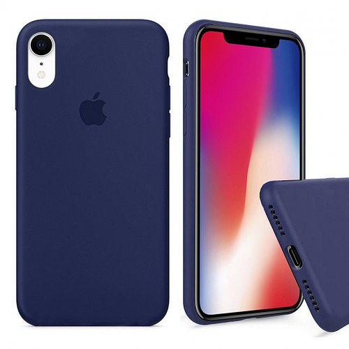 Чехол накладка xCase для iPhone XR Silicone Case Full темно синий