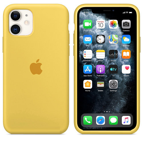 Чехол накладка xCase для iPhone 11 Silicone Case Full желтый
