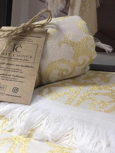 Набор полотенец First Choice Luxury Jacquard Siesta Gold 90*170 см,50*90 см молочный