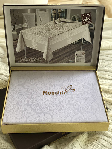 Скатерть Monalife Beyaz 160-220 см полиэстер белая
