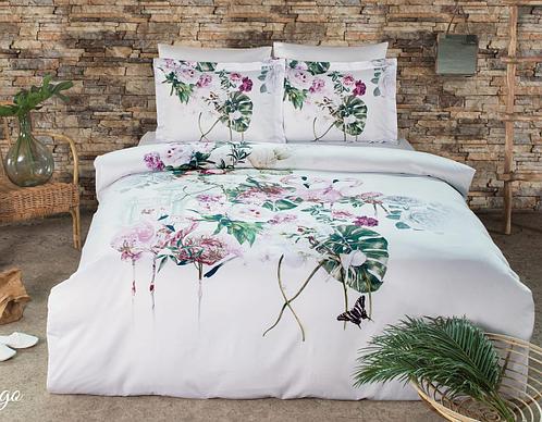 Комплект постельного белья Tivolyo Home Flamingo сатин 220-200 см белый