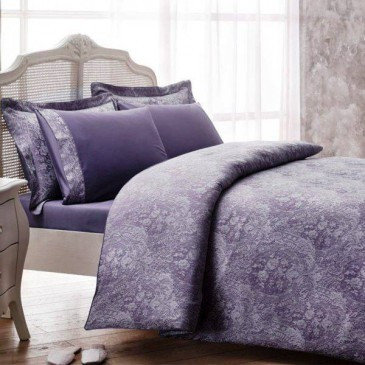 Комплект постельного белья Tivolyo Home Crocodile жаккардовый 220-200 сиреневый