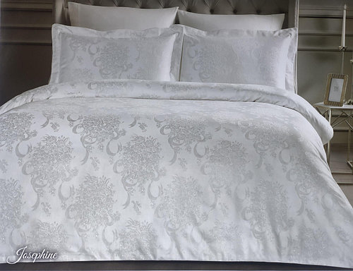 Комплект постельного белья Tivolyo Home Josephine Josephine Beyaz жаккардовый 220-200 белый