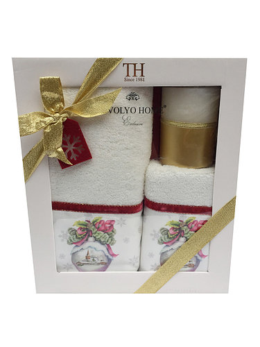 Новогодний набор кухонных полотенец +свечка Tivolyo Home
