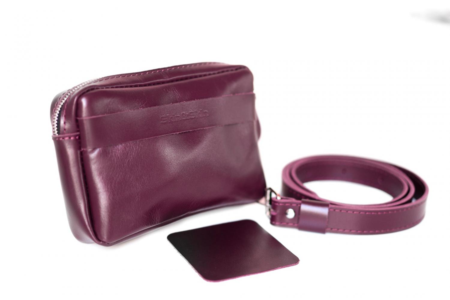 Кожаная поясная сумка Go Bag бордовая