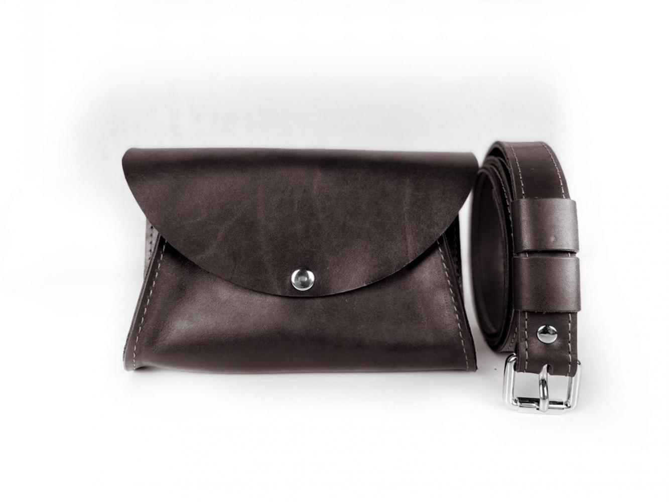 Кожаная поясная сумка Mini Bag коричневая