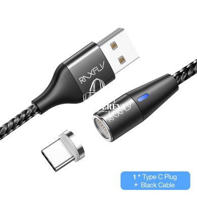 Магнитный кабель RAXFLY 3А быстрая зарядка, передача данных RX180494 Type-C black