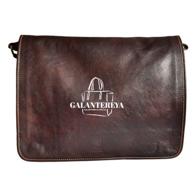 Мужская кожаная сумка-мессенджер Italian fabric bags 1034 Dark Brown
