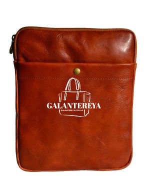 Мужская кожаная сумка-планшет Italian fabric bags 2043 cognac