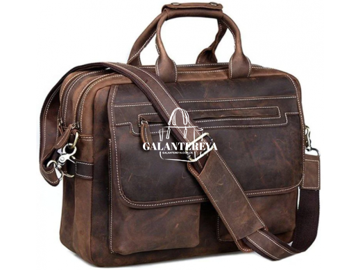 Мужская кожаная сумка-портфель Tiding Bag t29523 коричневый