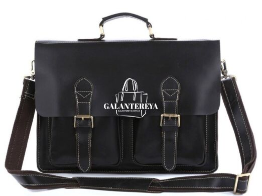 Мужской кожаный черный портфель Tiding Bag 7105A