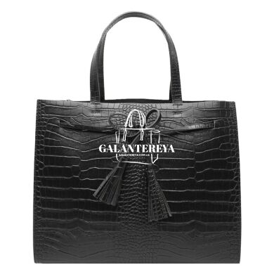 Женская кожаная сумка Italian fabric bags 2577 black