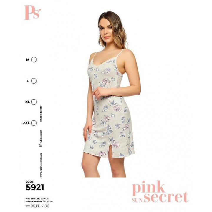 Женская сорочка из вискозы на узких бретелях TM Pink Secret art. 5921
