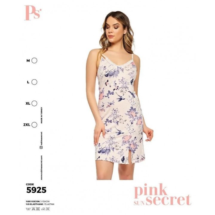 Женская сорочка из вискозы на узких бретелях TM Pink Secret art. 5925