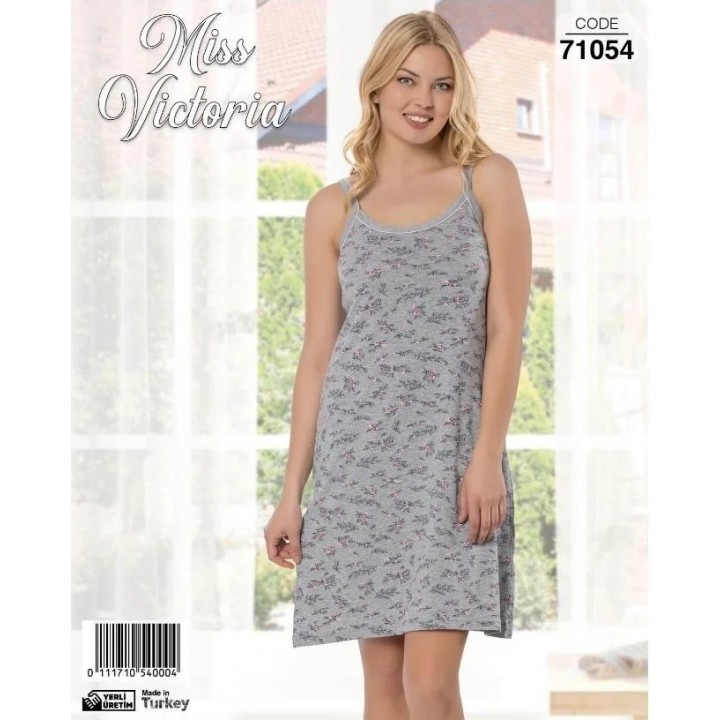 Женская сорочка серая на узких бретелях TM Miss Victoria art. 71054