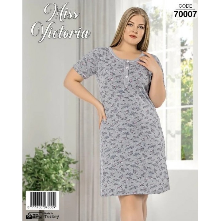 Женская сорочка батал серая хлопок TM Miss Victoria art. 70007
