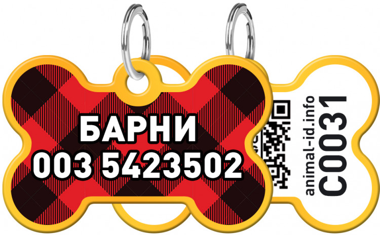 Адресник WAUDOG Smart ID с рисунком "Шотландка" 38x25 мм Золотой Золотой (0638-0098-17)
