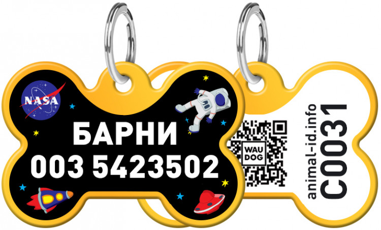 Адресник WAUDOG Smart ID с рисунком "NASA" 30x20 мм Золотой Золотой (0631-0047-17)