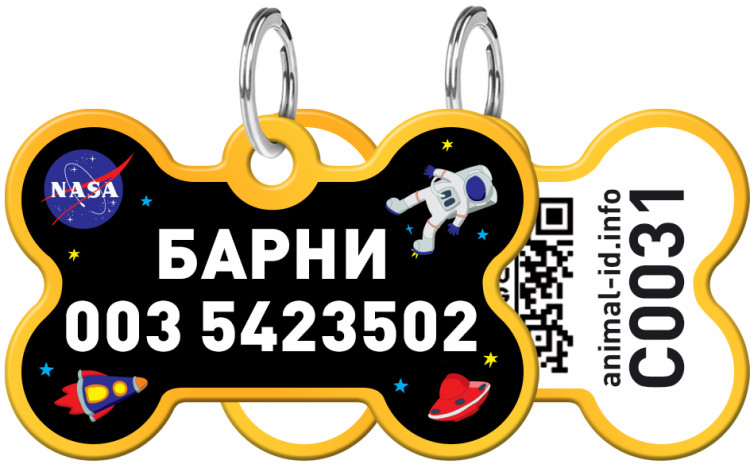 Адресник WAUDOG Smart ID с рисунком "NASA" 38x25 мм Золотой Золотой (0638-0047-17)