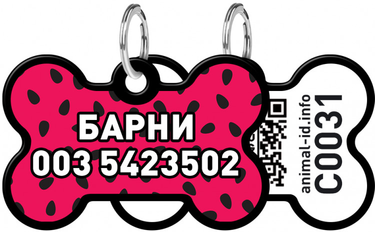 Адресник WAUDOG Smart ID с рисунком "Арбуз" 38x25 мм Черный Черный (0638-0049-01)