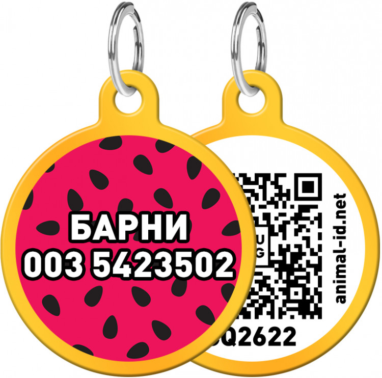 Адресник WAUDOG Smart ID с рисунком "Арбуз" 30 мм Золотой Золотой (0630-0049-17)