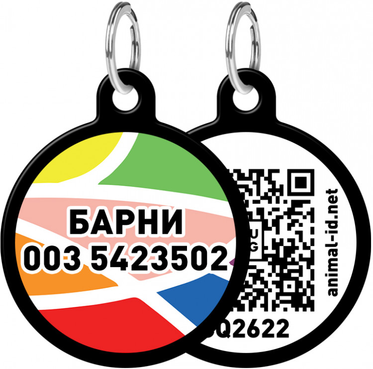 Адресник WAUDOG Smart ID с рисунком "Витраж" 30 мм Черный Черный (0630-0051-01)