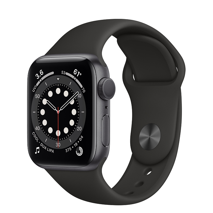Apple Watch Series 6 GPS 44mm Space Gray Aluminum Case w. Black Sport B. (M00H3)