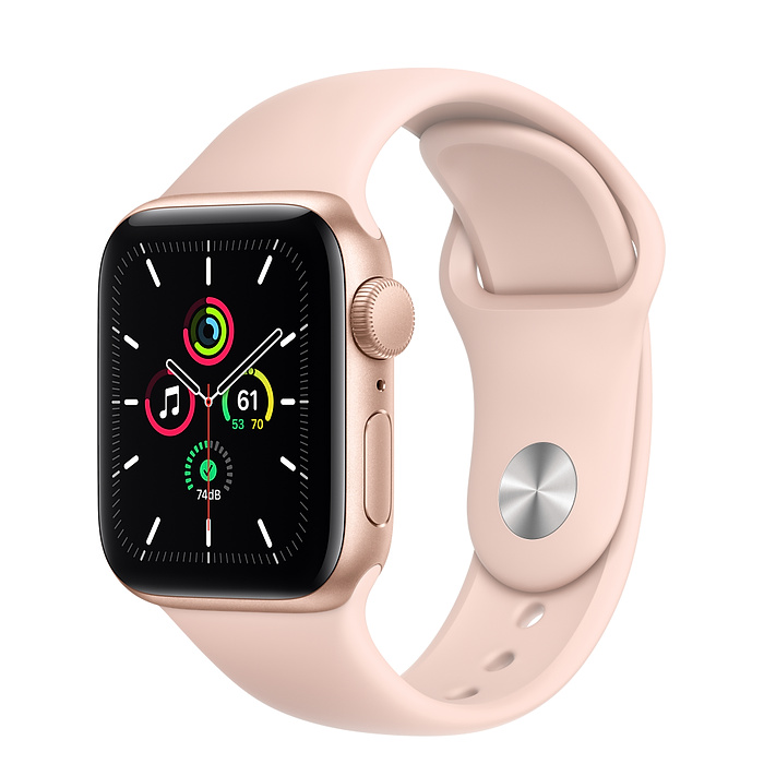 Apple Watch SE GPS 40mm Gold Aluminum Case w. Pink Sand Sport B. (MYDN2)
