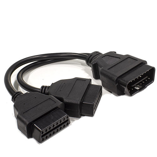 Разветвитель Lesko OBD2 х 2OBD2 обд удлинитель с двумя разъемами напряжение 12V универсальный