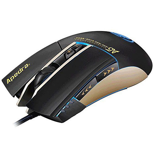 Мышь компьютерная Apedra A5 USB Black с подсветкой USB 1200-1600-2400-3200 dpi точек на дюйм 7 кнопок