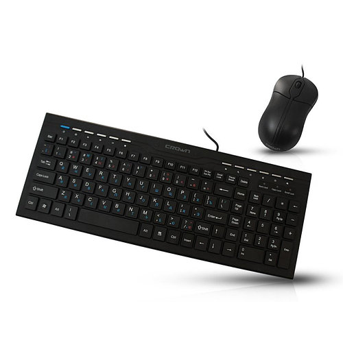 Комплект клавиатура и мышь CROWN CMMK-855 USB черный проводная мультимедийная для настольного ПК