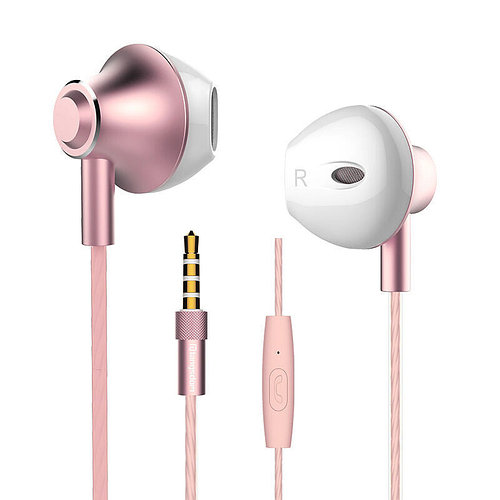 Гарнитура проводная LANGSDOM M420 Rose Gold вкладыши 3.5 мм mini-Jack с микрофоном