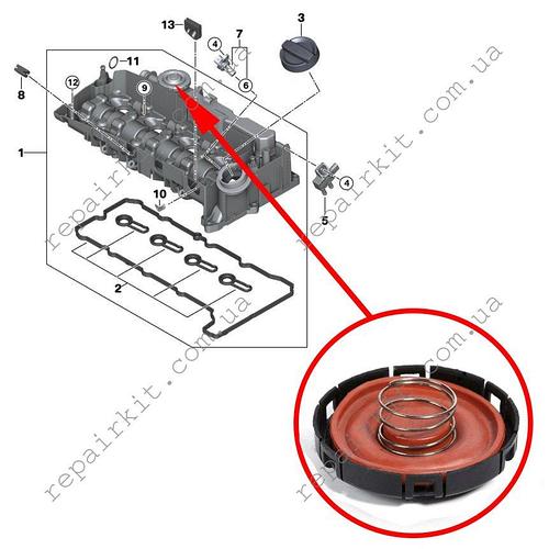 Клапан вентиляции картерных газов для BMW и Mini B47 11128581797