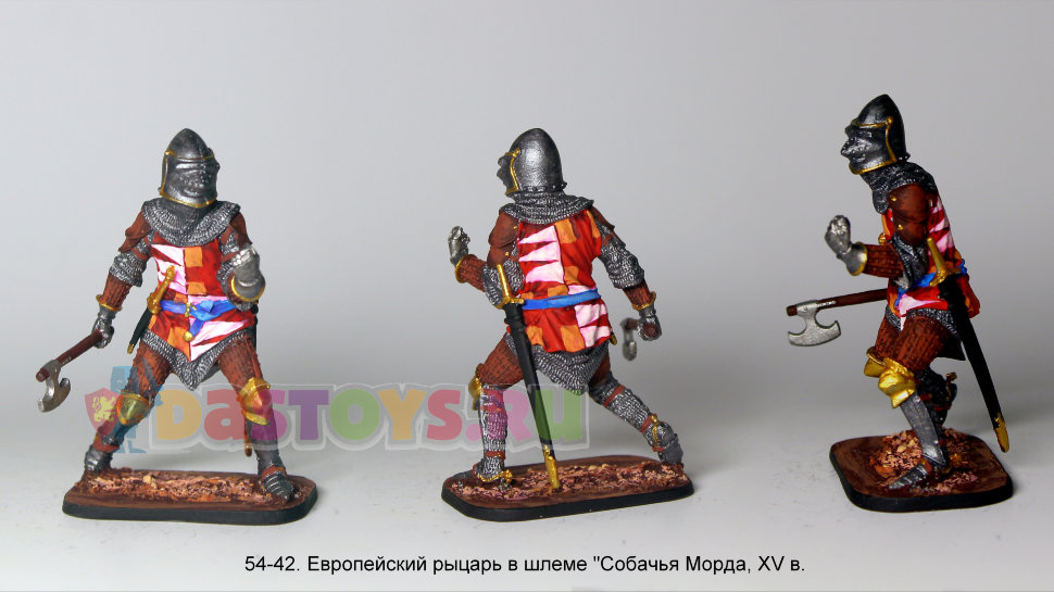 Оловянный солдатик Европейский рыцарь в шлеме собачья морда, XV век
