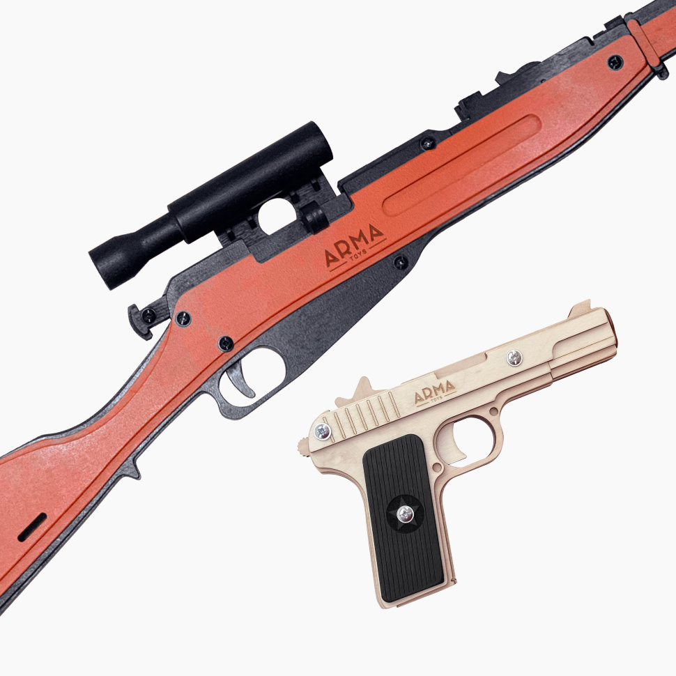 Подарочный набор «Советский снайпер - 2» (винтовка Мосина и пистолет ТТ) от ARMA.TOYS
