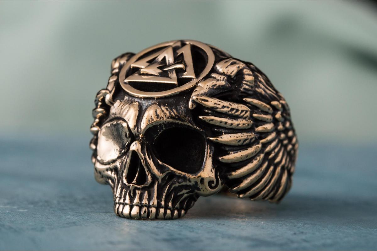 Odin Ring with Valknut Symbol Ring Bronze Unique Handmade Jewelry