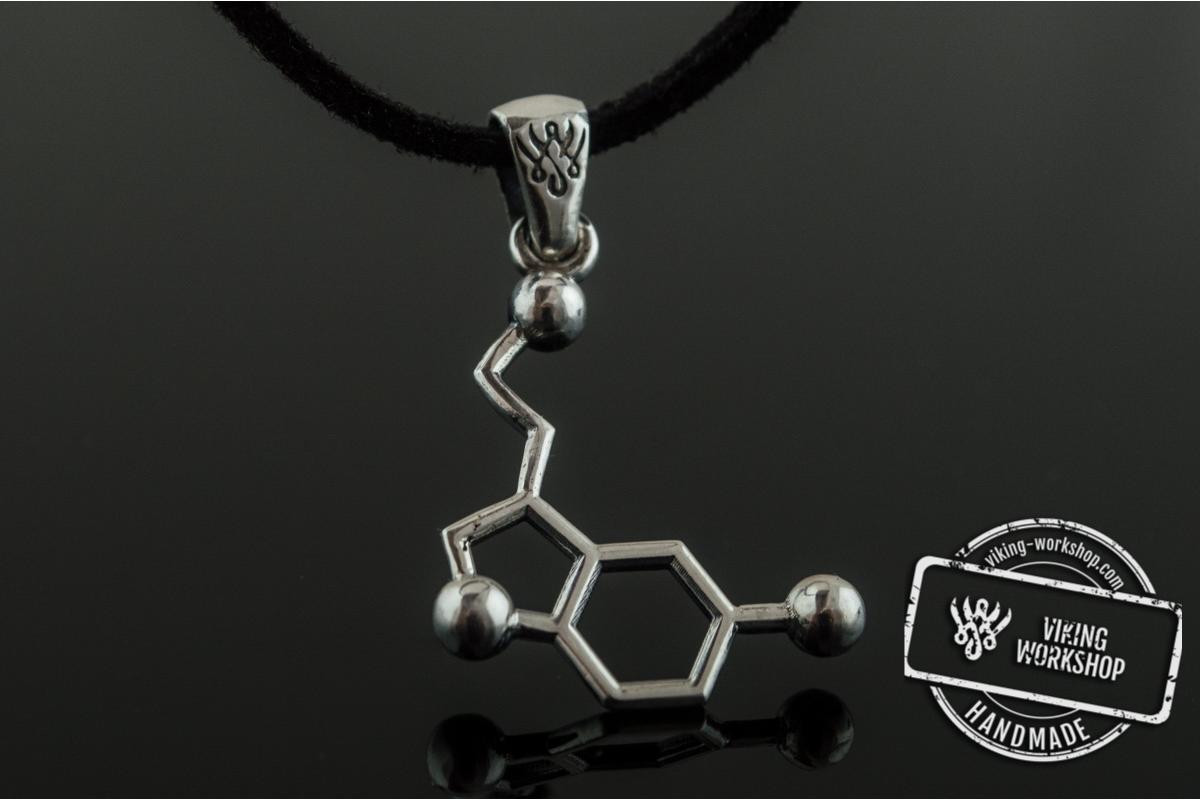 Serotonin Symbol Pendant Sterling Silver Handmade Jewelry