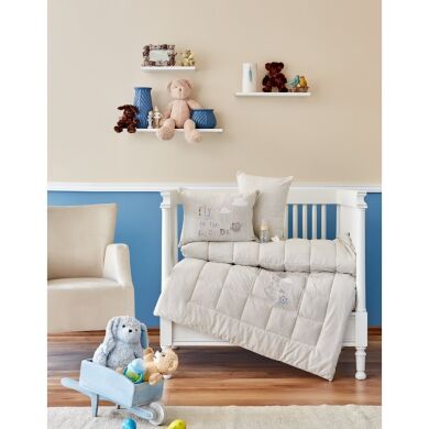 Детский набор в кроватку для младенцев Karaca Home - Cloudy 2018-2 bej (4 предмета) Турция