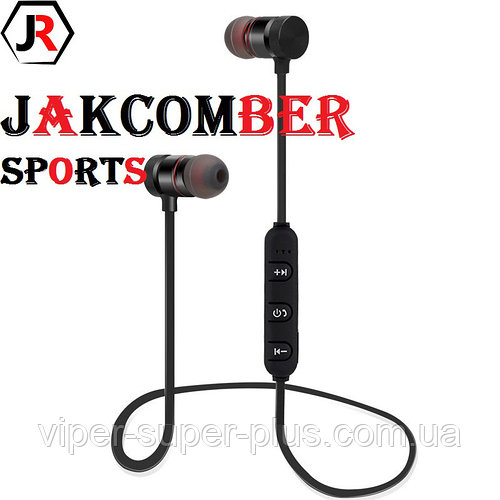Стерео Блютуз (Bluetooth 4.1) наушник JAKCOMBER SPORTS (Чёрный) без лишних проводов с микрофоном На магнитах