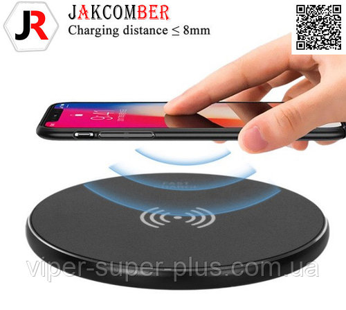 Беспроводная зарядка JAKCOMBER YC-06 на телефон с USB с мини портом матового черного цвета