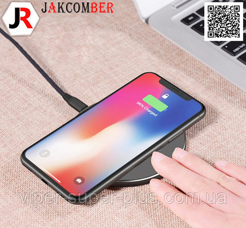 Беспроводная зарядка JAKCOMBER YC-06 на телефон с USB с мини портом стильного серого цвета