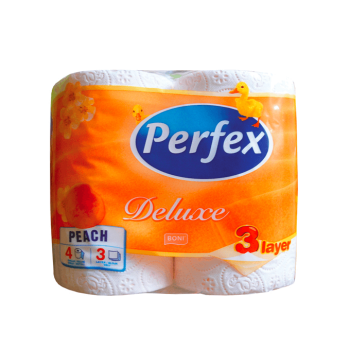 Бумага туалетная Deluxe Персик, PERFEX, 4шт 3слоя