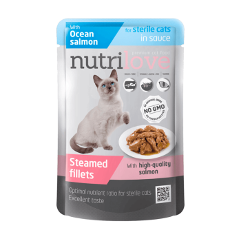 Корм для стерилизованных котов Атлантический лосось, NUTRILOVE, 85 г