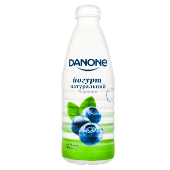 Йогурт Черника натуральный питьевой, Danone, 1,5 % / 800 г
