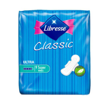 Прокладки гигиенические Classic Ultra Super Clip 5 капель, Libresse, 9 шт