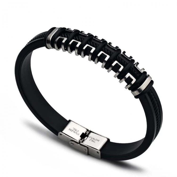 Браслет из каучука и стали lan-3323